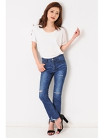 ランダムカットデニムパンツ/NAVY