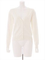 Ｖネック長袖カーディガン/ホワイト