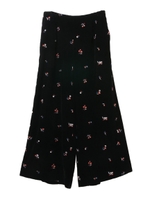 【パンツ】ベロア刺繍ワイドパンツ/ブラック