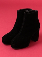 スクエアトゥベロアショートブーツ/ピンク