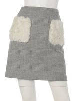 フェイクファーポケット付きタイトスカート/ピンク