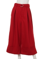 ベルト付きワイドパンツ/レッド