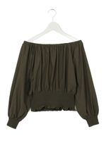 シャーリングブラウス/WINE