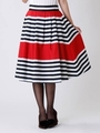 配色ボーダースカート/レッド