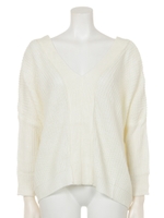 【Latina】Backレースアップゆるニットトップス/ブラック(027)