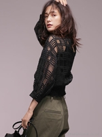 オーガンジードット刺繍ブラウス/オフホワイト