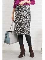 レオパードモールタイトスカート/ホワイト×ブラック1(031)