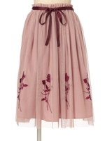 【an another angelus】ローズ刺繍チュールスカート/OFF WHITE