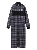 PLAID HALF ZIP DRESS/パープル