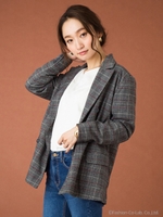 【Marie Hill】グレンチェックダブルジャケット/ブラウン