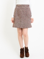 ツイード台形スカート/ブラウン柄