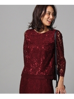 ブリーズフラワーレースブラウス/ボルドー(464)