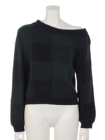 ワンショルダーKnit TOP/NVY