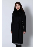 カシミア１０％ファー付コート/グレー(020)