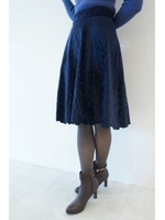 スムースベロアエンブロイダリーフレアスカート/チェリーレッド3(093)