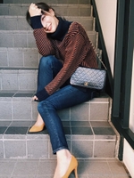 ミックスハイネックニットトップス/BEIGE