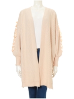 レースアップロングニットガウン/ベージュ