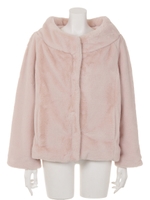 【Latina】ノーカラーフェイクファーショートコート/ベージュ(005)