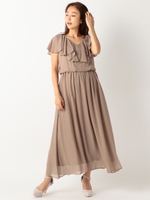 ラッフルドレスミモレワンピース《結婚式/二次会/謝恩会/パーティー》/ネイビー