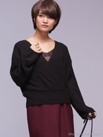 レースキャミ付2wayプルオーバー/ブラック