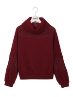 レースヨーク起毛オフタートル/ブラック