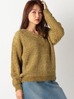 モールVネックニット/ピンク