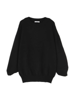 総針ドルマンスリーブ　袖カールニット/ブラック(010)