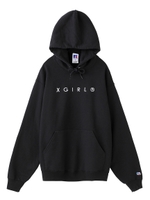 X-GIRL X RUSSELL INTERVAL LOGO SWEAT HOODIE/アッシュ