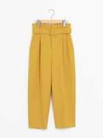 バックルベルト付きハイウエストダブルクロスパンツ/イエロー