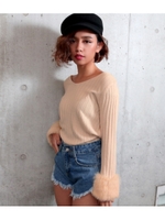 【LATINA】アームファーカシミアタッチニットトップス/O.WHT