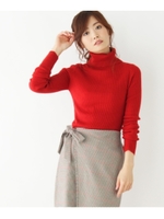 【WEB限定商品】抗菌消臭リブタートルニットプルオーバー　/レッド(862)