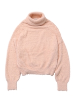 SHAGGY HIGH NECK KNIT TOP/ピンク