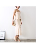 キャミソール＆フロントボタンスカートセットアップ/ブラウン