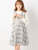 ふわふわチェックジャンスカ/ライトグレー