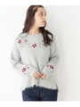 シャギー花刺繍ニット/ライトグレー(011)