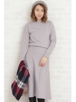 ハイネックフレアワンピース/グレー(020)