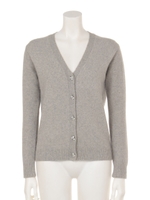 フォックス混キラキラ釦カーディガン/ライトグレー