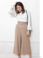 ベルト付ワイドパンツ/ライトベージュ