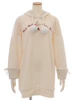 ボアフード裏毛ワンピース/ホワイト