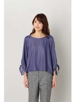 リボンスリーブブラウス/ネイビー(120)