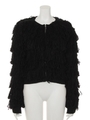 ループフリンジニットカーディガン/ブラック