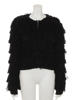 ループフリンジニットカーディガン/ブラック