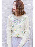 エンブロイダリーニット/ライトグリーン(130)