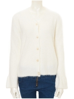 パールボタンシャギーカーディガン/ホワイト