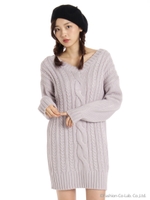 ベロアリボンニットチュニック/ラベンダー