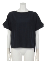 後ろリボン袖フレアブラウス/ネイビー