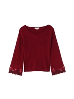 エンブロイダリーベルスリーブニット/ブラック(010)