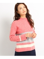 【洗える】パネルシェルパニット/ピンク×グレー×ホワイト(563)