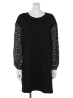 ボリュームスリーブスターワンピ/ネイビー