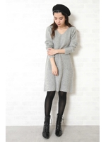 バックレースアップニットワンピース/ベージュ(040)